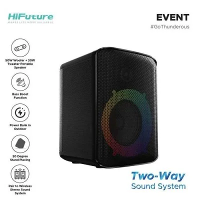 HiFuture - Event - 80W Waterproof Bluetooth Speaker - Black